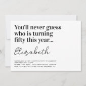 Invitation Drôle typographie 50e fête d'anniversaire (Devant)