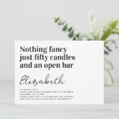 Invitation Drôle typographie 50e fête d'anniversaire (Debout devant)