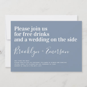 Invitation Drôle Typographie Dusty Mariage bleu