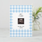 Invitation Drôle Ultrasound Baby shower bleu Merci (Debout devant)