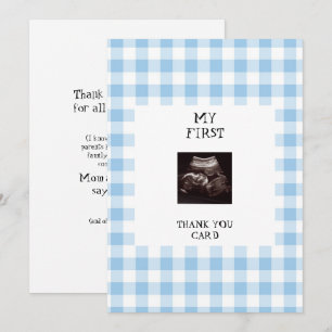 Invitation Drôle Ultrasound Baby shower bleu Merci