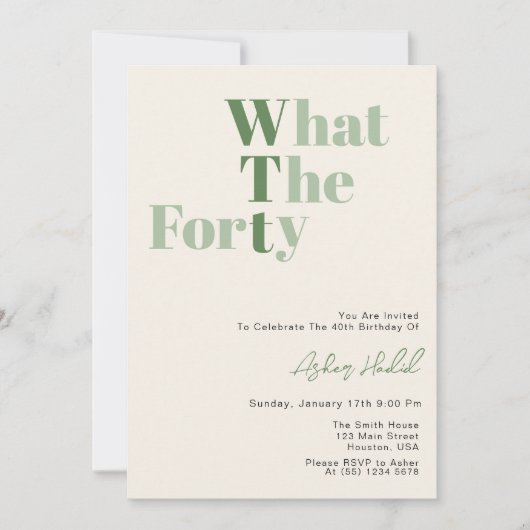 Invitation Drôle WTF Adulte 40e Anniversaire (Devant)