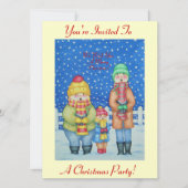 Invitation drôles chanteurs de carol scène de neige pour noël (Devant)