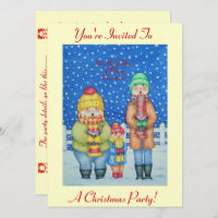 drôles chanteurs de carol scène de neige pour noël