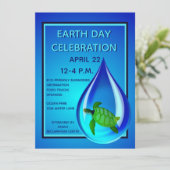 Invitation Drop d'eau et tortue marine (Debout devant)