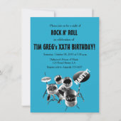 Invitation Drum Set Rock n'Roll Rocker Anniversaire (Devant)