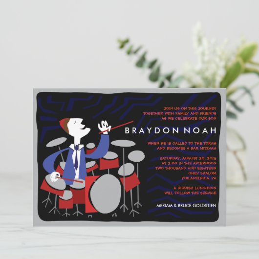 Invitation DRUMMER Bar Mitzvah (Debout devant)