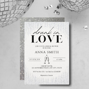 Invitation Drunin in Love Silver Sparkles Fête des mariées