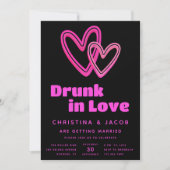 Invitation Drunk in Love Neon Rose Hearts Mariage (Devant)