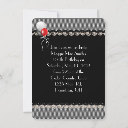 Invitation du 100e anniversaire (Dos)