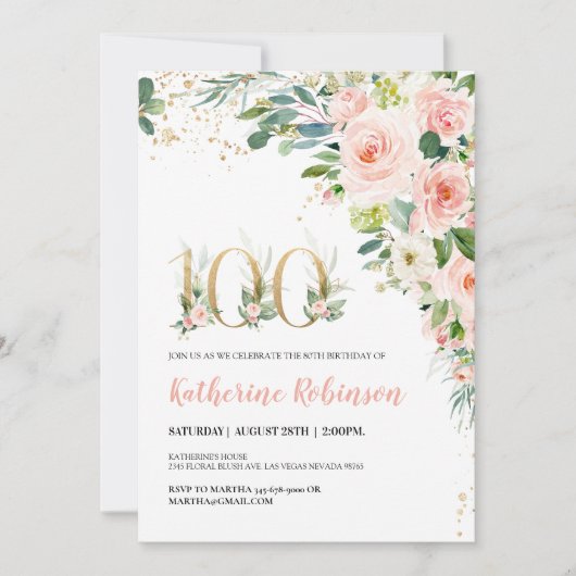 invitation du 100e anniversaire pour son anniversa (Devant)