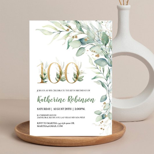 invitation du 100e anniversaire pour son anniversa