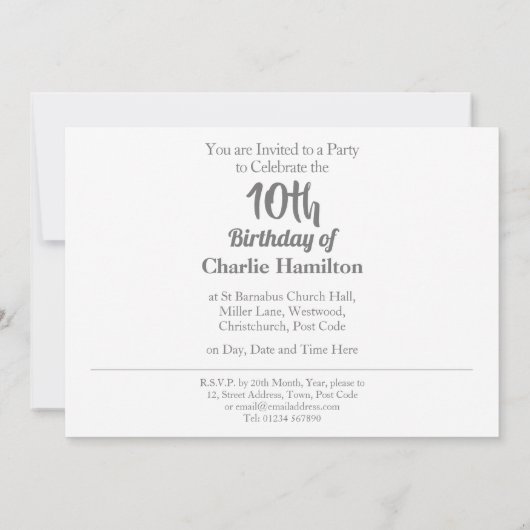 Invitation du 10e anniversaire (Dos)