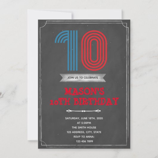 Invitation du 10e anniversaire de Chalk (Devant)