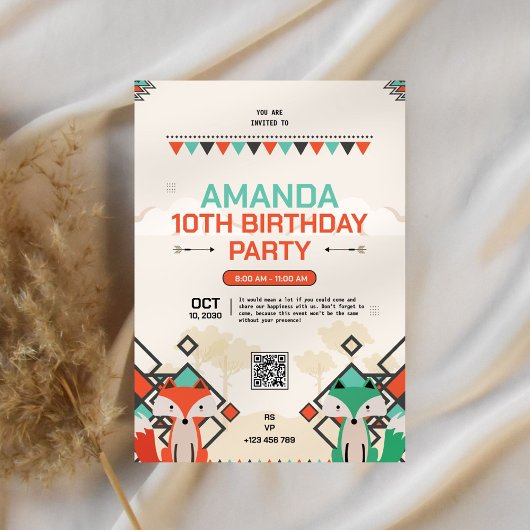 Invitation du 10e anniversaire de la Renard tribal