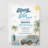 Invitation du 10e anniversaire de surf - Hang Ten (Devant)