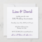 Invitation du 10e anniversaire DEEP PURPLE Roses (Dos)