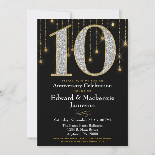 Invitation du 10e anniversaire Diamants noirs d'or (Devant)