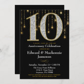 Invitation du 10e anniversaire Diamants noirs d'or (Devant / Derrière)