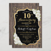 Invitation du 10e anniversaire - Rustic Wood Gold (Devant / Derrière)