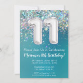 Invitation du 11e anniversaire Parties scintillant (Devant)