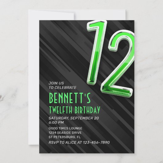 Invitation du 12e anniversaire des garçons moderne (Devant)