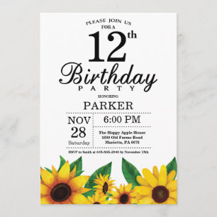 Invitation du 12e anniversaire du tournesol