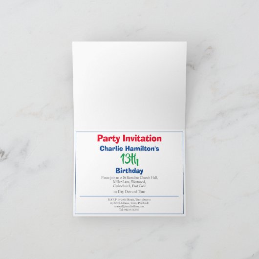 Invitation du 13e anniversaire (Intérieur)
