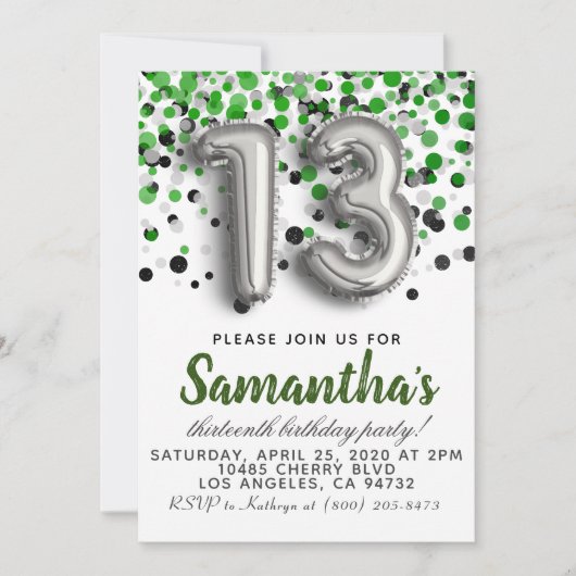 Invitation du 13e anniversaire (Devant)