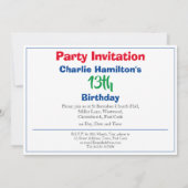 Invitation du 13e anniversaire (Dos)