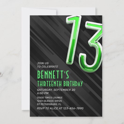 Invitation du 13e anniversaire des garçons moderne (Devant)