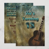 Invitation du 13e anniversaire - Guitare/Homme (Devant / Derrière)