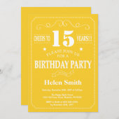 Invitation du 15e anniversaire Jaune et blanc (Devant / Derrière)