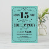 Invitation du 15e anniversaire Noir et Turquoise (Debout devant)