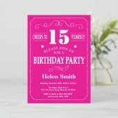 Invitation du 15e anniversaire rose et blanc chaud (Debout devant)