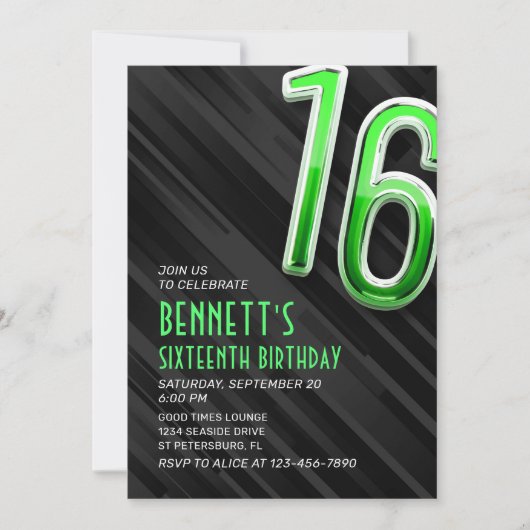 Invitation du 16e anniversaire des garçons moderne (Devant)