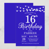 Invitation du 16e anniversaire Royal Blue (Devant / Derrière)
