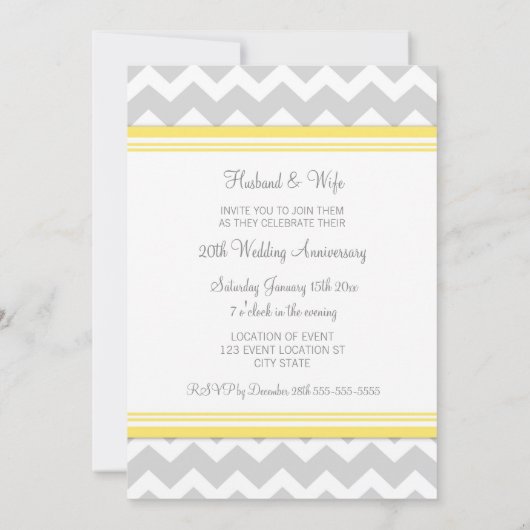 Invitation du 20e anniversaire de Yellow Grey Chev (Dos)