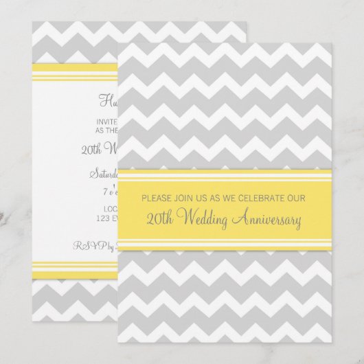 Invitation du 20e anniversaire de Yellow Grey Chev (Devant / Derrière)
