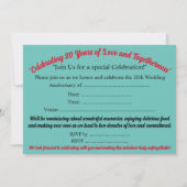 Invitation du 20e anniversaire du Mariage (Dos)