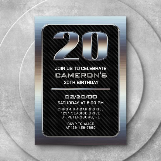 Invitation du 20e anniversaire masculin