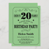 Invitation du 20e anniversaire Noir et Vert (Devant / Derrière)
