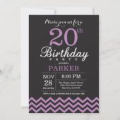 Invitation du 20e anniversaire Noir et violet (Devant)