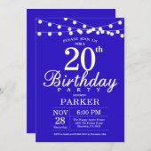 Invitation du 20e anniversaire Royal Blue (Devant / Derrière)