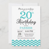 Invitation du 20e anniversaire Turquoise Chevron (Devant)