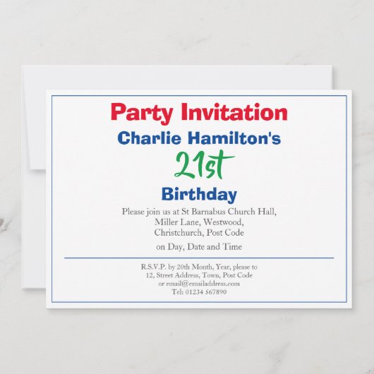 Invitation du 21e anniversaire (Dos)