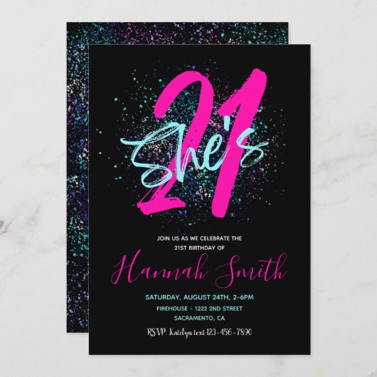 Invitation du 21e anniversaire | 21e anniversaire (Devant / Derrière)