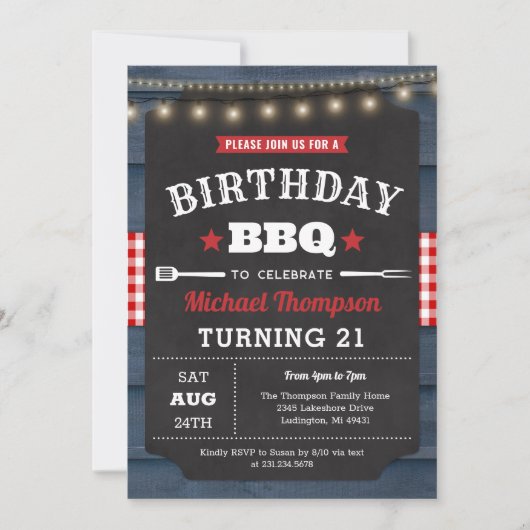 Invitation du 21e anniversaire - Barbecue Party (Devant)