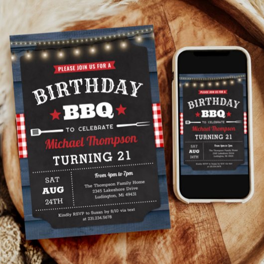 Invitation du 21e anniversaire - Barbecue Party