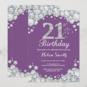 Invitation du 21e anniversaire Diamant violet et a (Devant / Derrière)